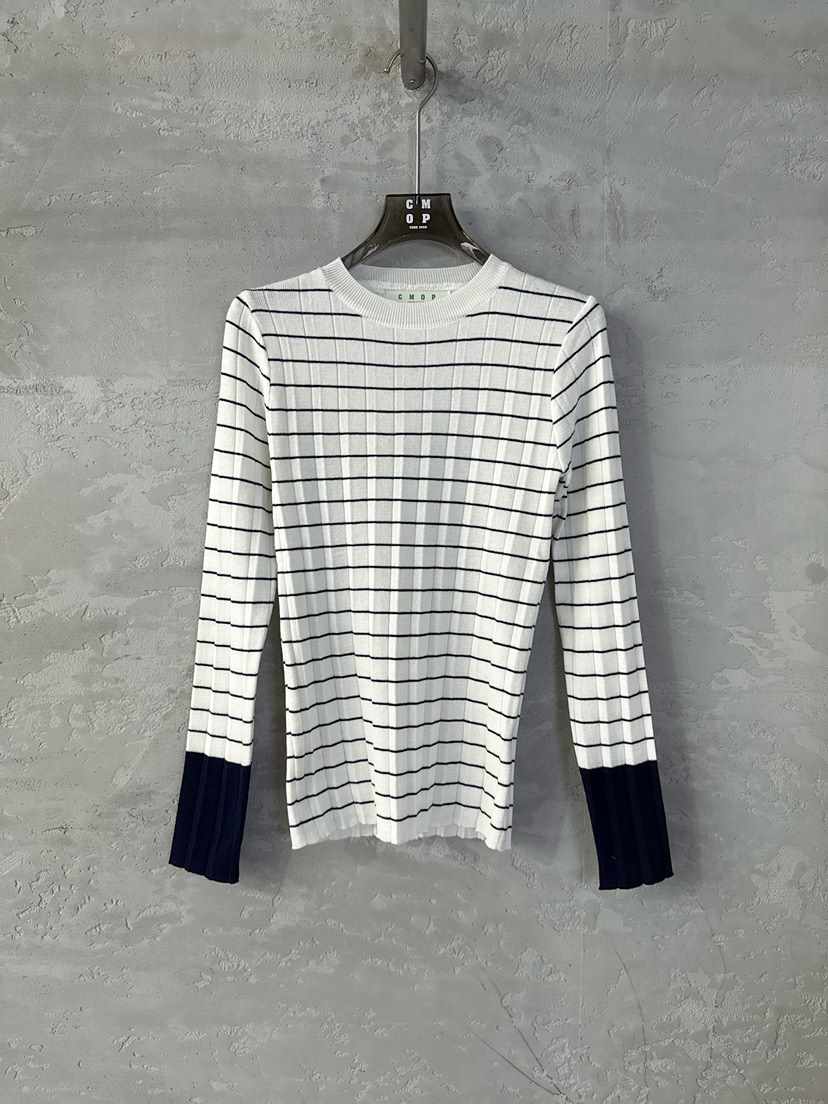 COME OPEN/HAPER韓國直郵女士新款時尚熱賣針織衫褶皺條紋COME OPEN/HAPER針織衫