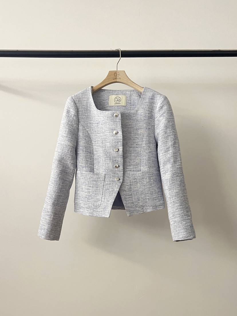 LOGON韓國直郵女士新款人氣時尚職業熱賣推薦休閑夾克粗花呢LOGON夾克