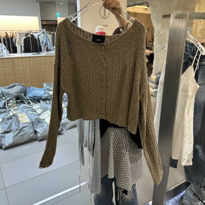 AMOUR韓國直郵女士新品職業休閑人氣針織衫不含內搭雙面開衫AMOUR針織衫