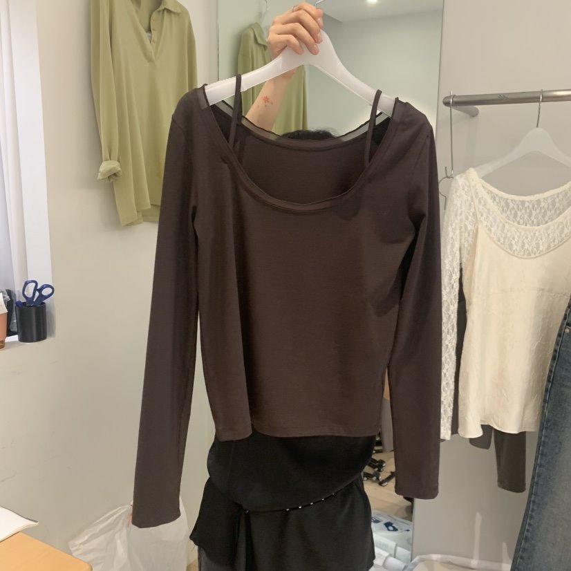AUBE韓國代購女裝新品休閑職業時尚26春夏人氣長袖T恤兩面穿AUBE長袖T恤
