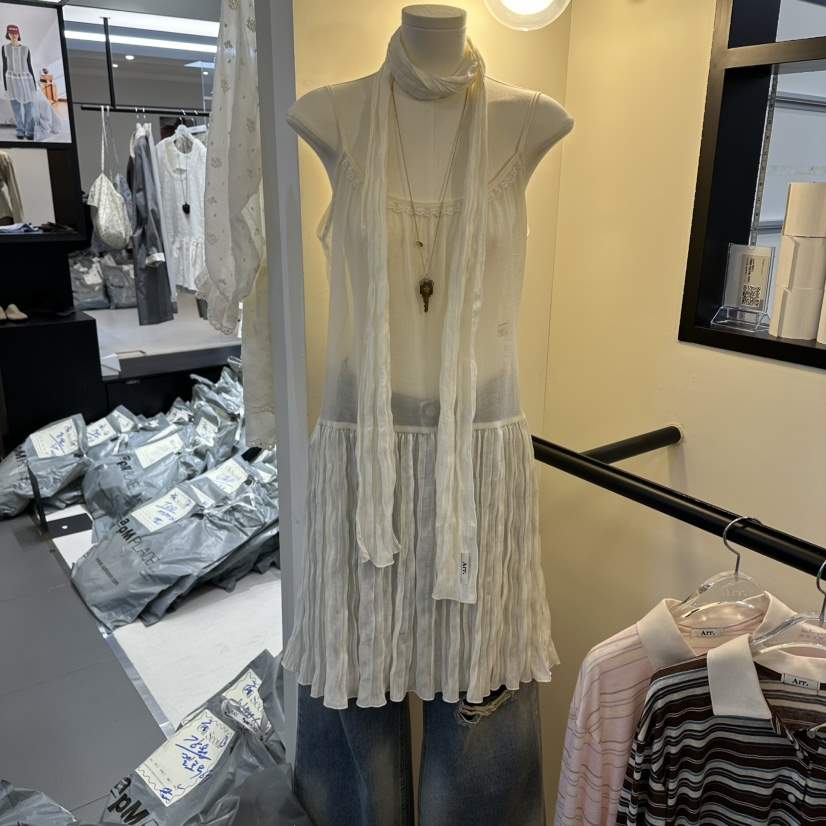 ARR韓國東大門直郵女士新款熱賣26春夏時尚休閑連衣裙含圍巾ARR連衣裙