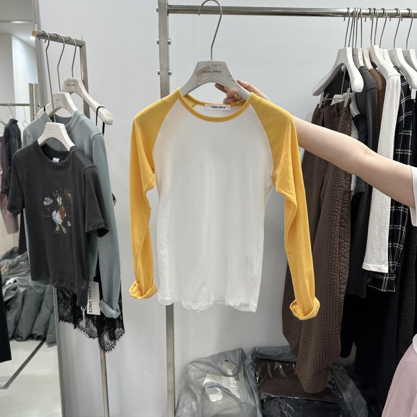 VISUAL SPACE/PAGE92/FLEISCHER東大門代購女裝新品推薦長袖T恤插肩袖VISUAL SPACE/PAGE92/FLEISCHER長袖T恤