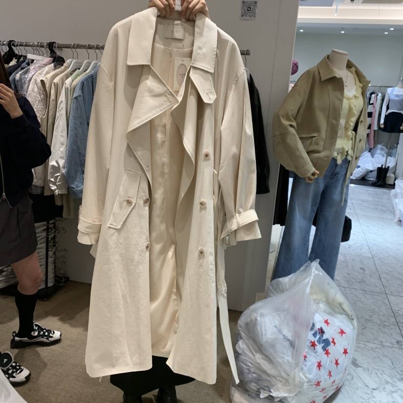 VENIR-a韓國直郵女裝新款26春夏職業人氣長款風衣含腰帶VENIR-a長款風衣