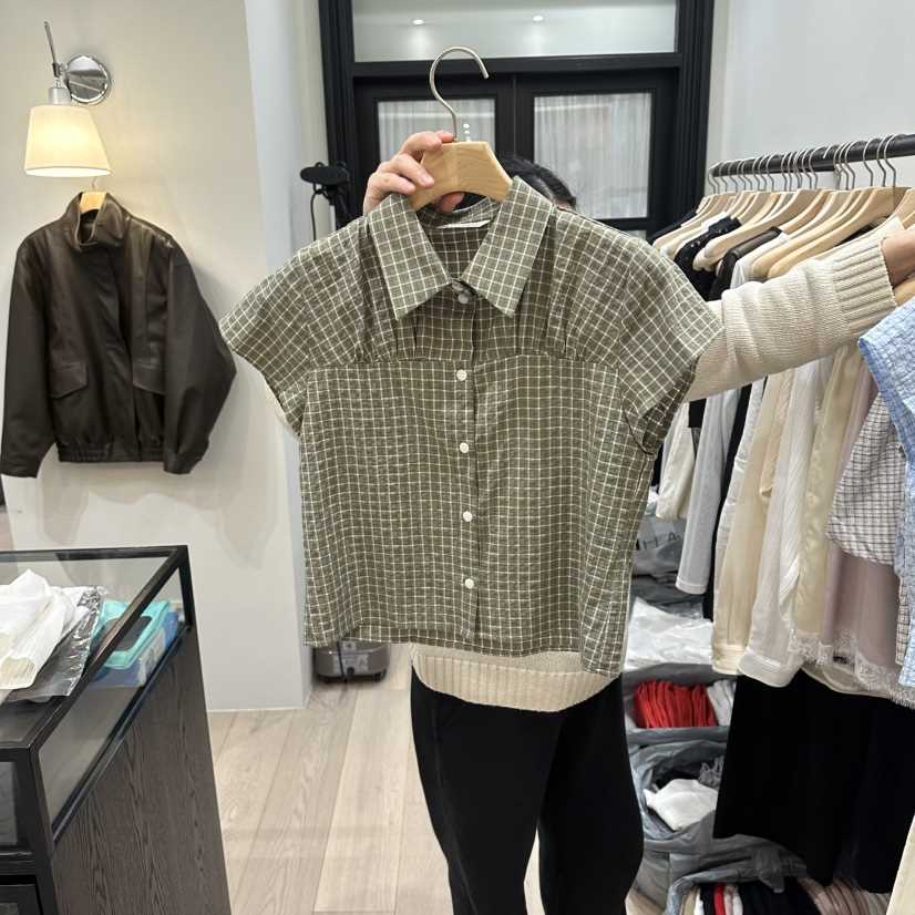 NOTTINGHAM/AVECNOUS/MODEST韓國直郵女士新品職業襯衫蕾絲衫格紋褶皺NOTTINGHAM/AVECNOUS/MODEST襯衫/蕾絲衫