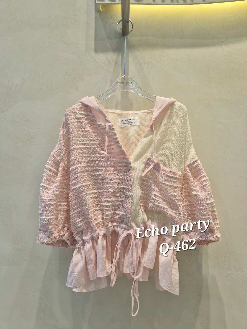 ECHOPARTY韓國直郵實拍女士新品休閑時尚襯衫蕾絲衫連帽衫ECHOPARTY襯衫/蕾絲衫