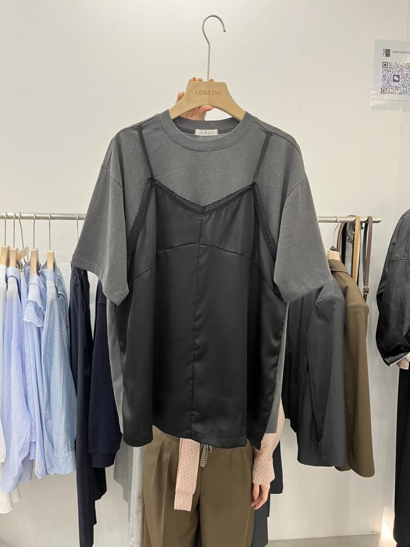 LEMATIN韓國東大門直郵女士新款職業熱賣26春夏人氣T恤緞面LEMATINT恤