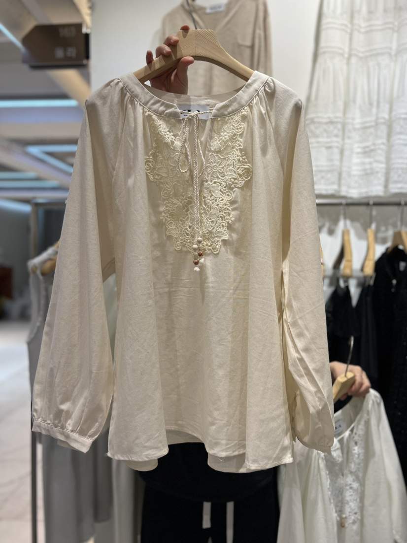 OLA韓國代購女裝新款休閑推薦26春夏熱賣人氣時尚襯衫蕾絲衫mellor/OLA襯衫/蕾絲衫