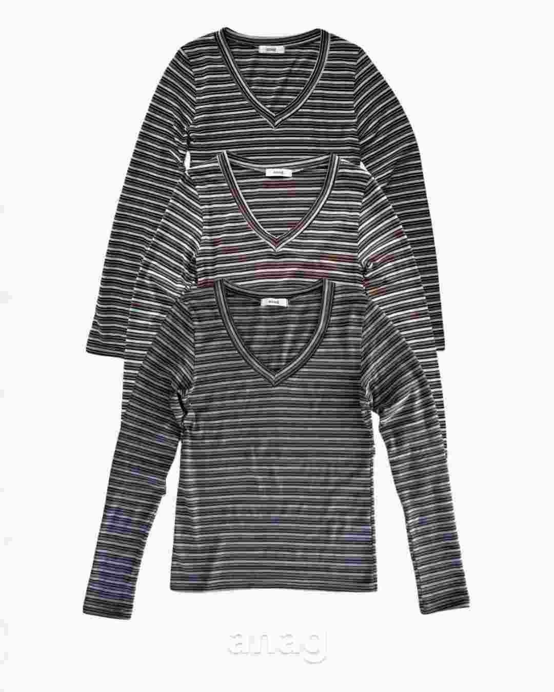 ANAG韓國代購女裝新品推薦真品26春夏休閑長袖T恤V領羅紋anag/OPENING TITLE長袖T恤