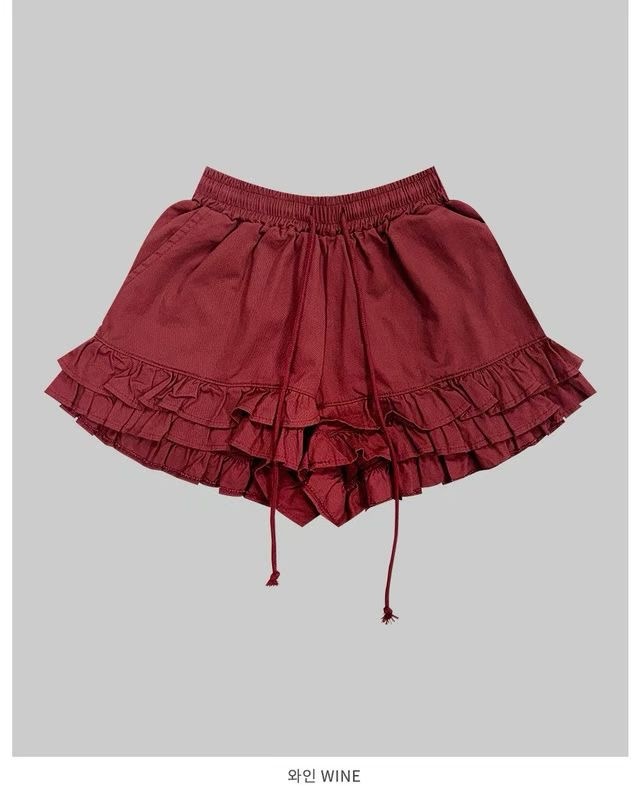 ANAG韓國直郵女裝新款26春夏休閑時尚真品短褲荷葉邊水洗anag/OPENING TITLE短褲