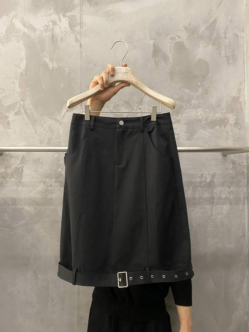 THE VETIVER-A韓國代購女裝新款時尚半身裙中短裙含腰帶VETIVER半身裙/中短裙