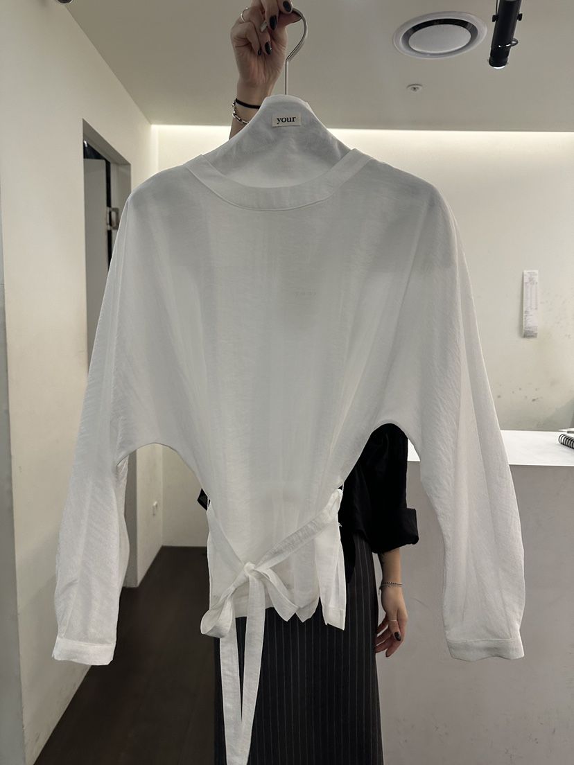 YOUR-P韓國代購女裝新款職業26春夏休閑襯衫蕾絲衫含腰帶YOUR-P襯衫/蕾絲衫