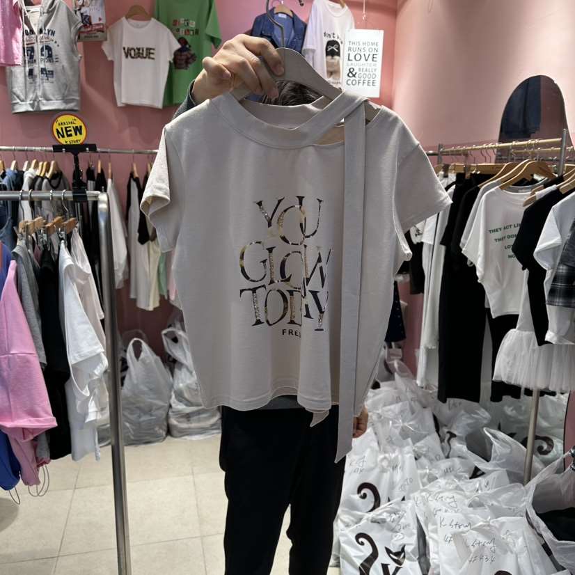 K STORY東大門實拍女士新款推薦職業26春夏真品人氣T恤圍巾K STORYT恤