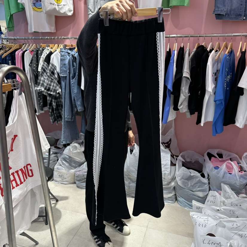 K STORY東大門代購女士新款職業時尚熱賣休閑褲修身蕾絲K STORY休閑褲