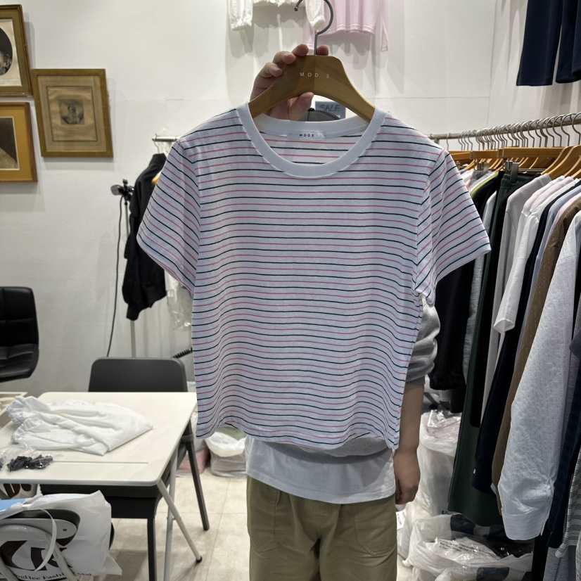 MODS-Q東大門實拍女士新款時尚熱賣26春夏休閑推薦T恤條紋MODS-QT恤