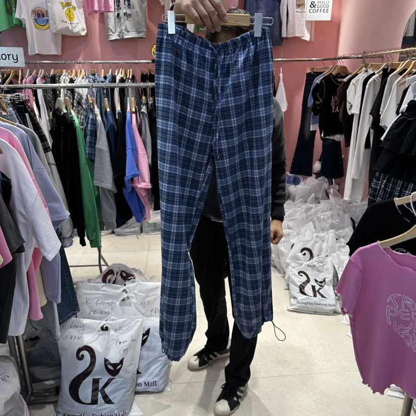 K STORY東大門直郵女士新款人氣休閑真品推薦休閑褲格子K STORY休閑褲