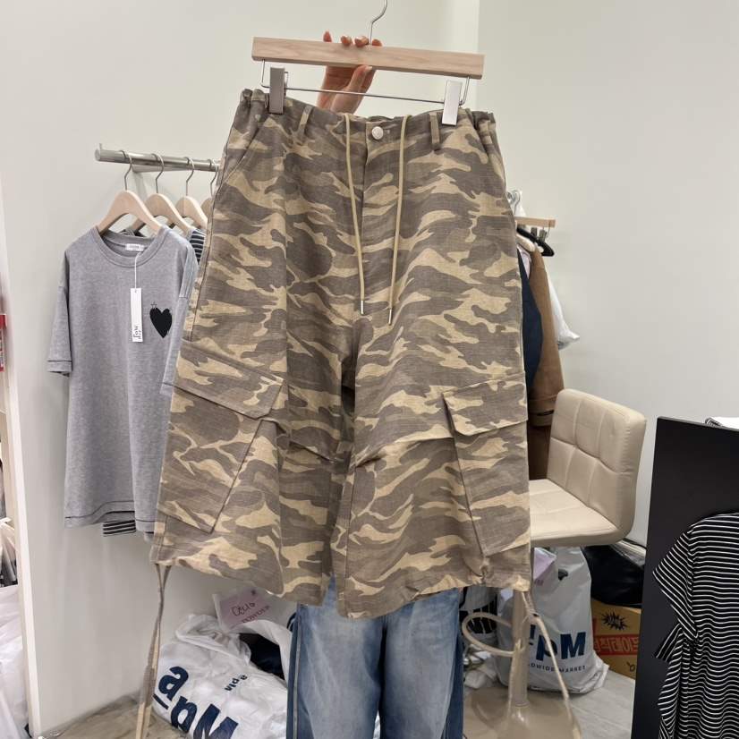 POWDER東大門直郵女士新款人氣時尚26春夏推薦休閑短褲迷彩POWDER短褲