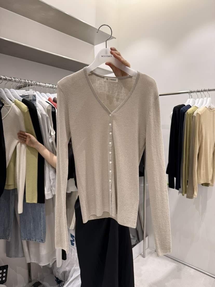 WOOD SAGE韓國直郵女士新品推薦真品時尚26春夏針織衫V領紐扣WOOD SAGE針織衫