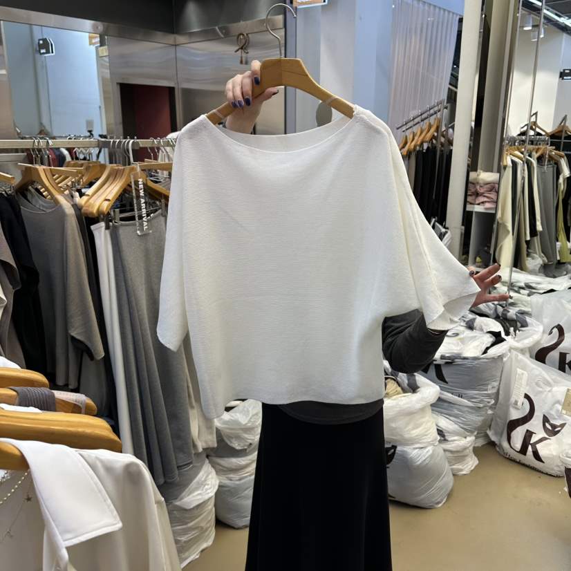 SANS東大門直郵女裝新品職業人氣推薦26春夏針織衫船領亞麻SANS針織衫