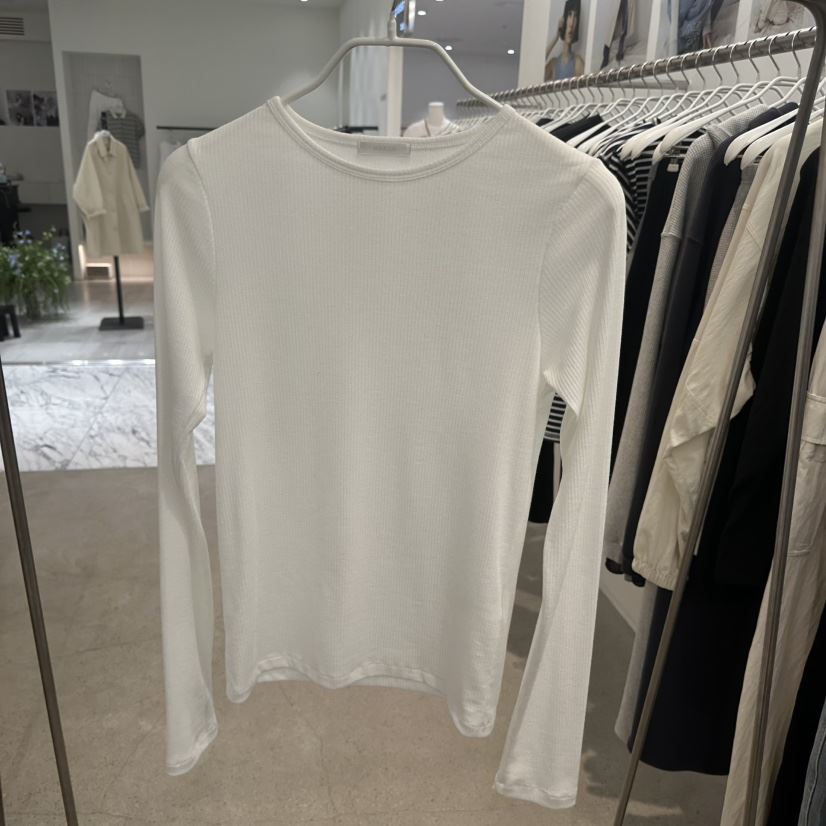 MARAN-P東大門代購女裝新款熱賣26春夏推薦長袖T恤亞麻羅紋MARAN長袖T恤