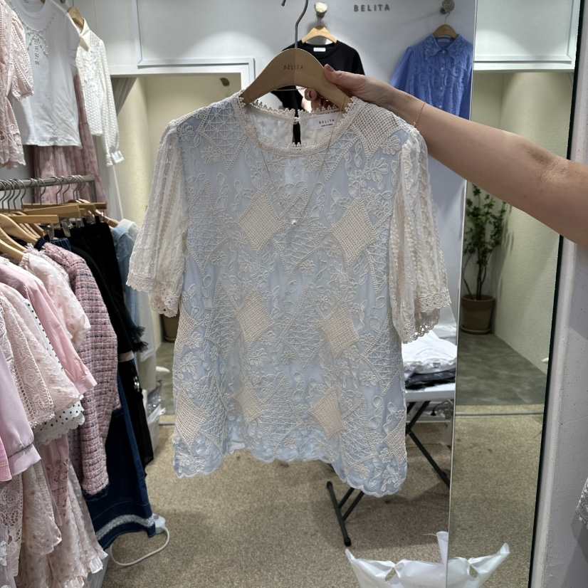 BELITA韓國直郵女士新款時尚人氣休閑襯衫蕾絲衫不含飾品BELITA襯衫/蕾絲衫