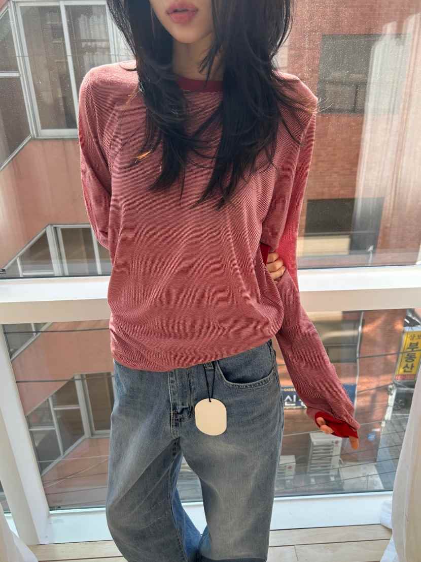 ME MO韓國直郵實拍女士新款推薦26春夏人氣職業休閑長袖T恤ME MO長袖T恤