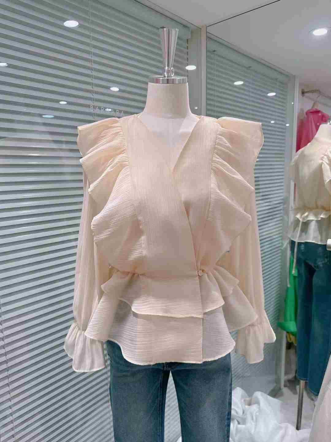 BARBARA GIRL韓國直郵實拍女裝新款職業襯衫蕾絲衫荷葉邊BARBARA GIRL襯衫/蕾絲衫