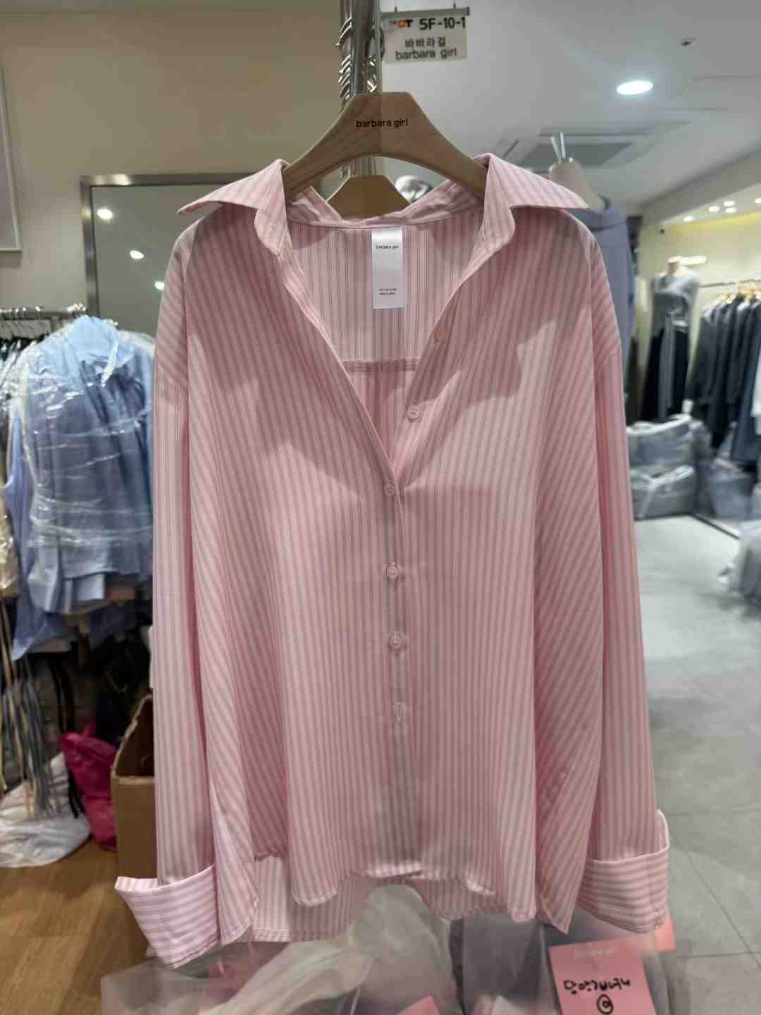 BARBARA GIRL韓國直郵女士新品人氣熱賣時尚襯衫蕾絲衫條紋BARBARA GIRL襯衫/蕾絲衫