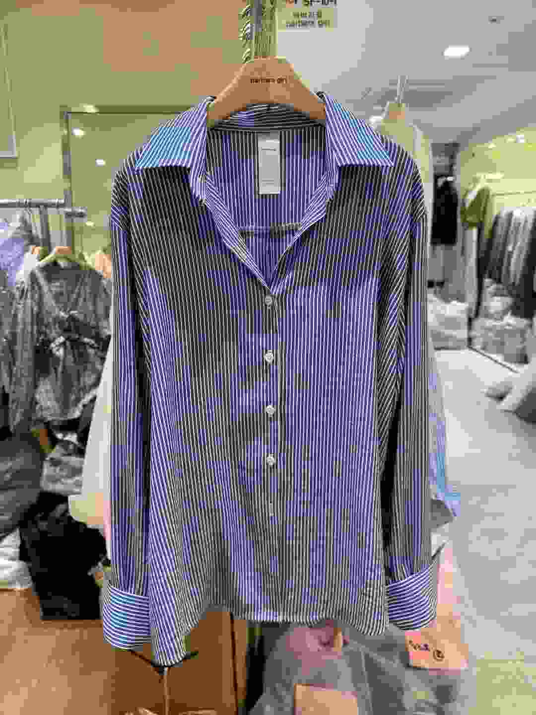 BARBARA GIRL韓國代購女裝新款職業人氣26春夏襯衫蕾絲衫條紋BARBARA GIRL襯衫/蕾絲衫