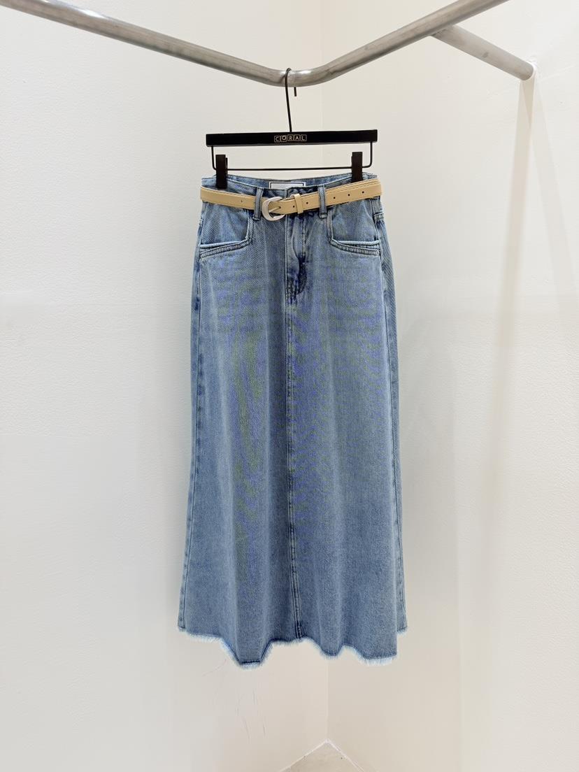 CORAL韓國代購女士新品人氣推薦熱賣26春夏職業長裙不含腰帶CORAL長裙