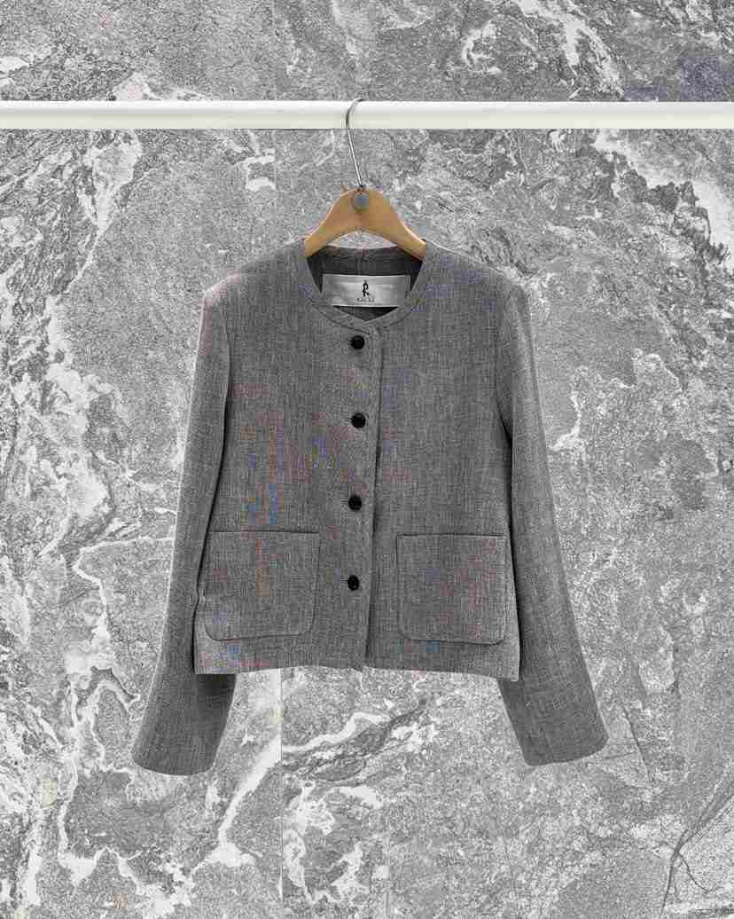 ROOKIE BUD韓國東大門直郵女裝新款26春夏夾克粗花呢混紡亞麻ROOKIE BUD-L夾克