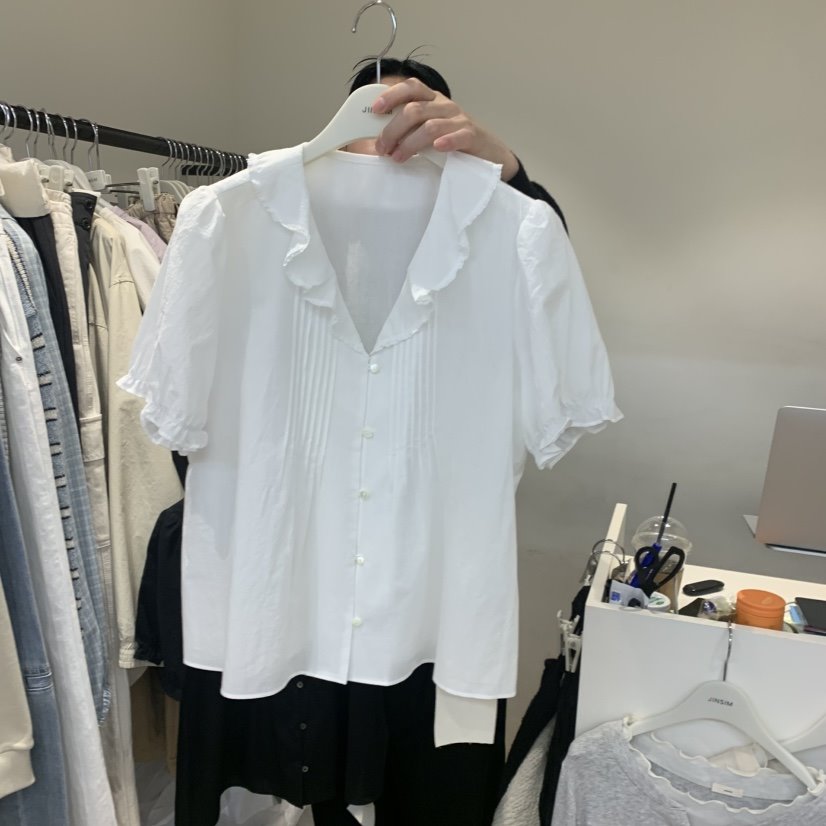 JINSIM韓國東大門代購女士新款休閑時尚推薦26春夏襯衫蕾絲衫JINSIM襯衫/蕾絲衫