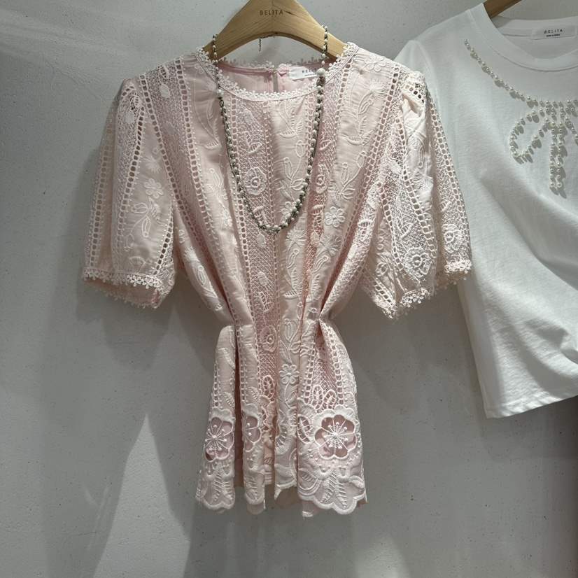 BELITA韓國直郵女裝新款休閑熱賣襯衫蕾絲衫不含飾品刺繡BELITA襯衫/蕾絲衫