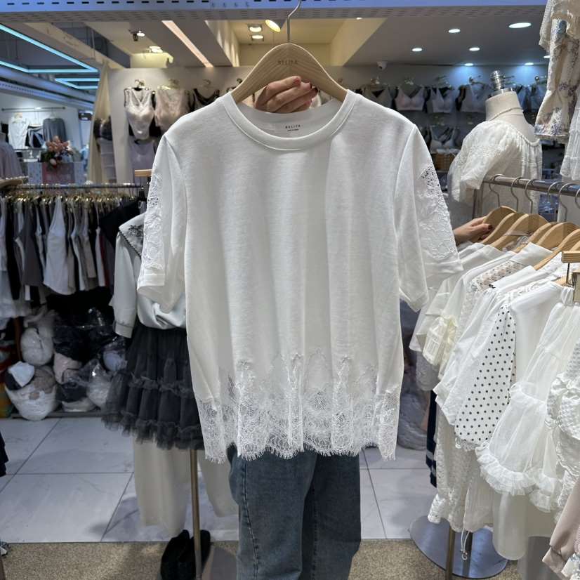 BELITA韓國東大門直郵女士新品熱賣時尚推薦26春夏T恤蕾絲BELITAT恤