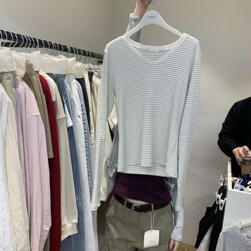 JINSIM韓國東大門直郵女裝新款時尚26春夏職業推薦長袖T恤JINSIM長袖T恤