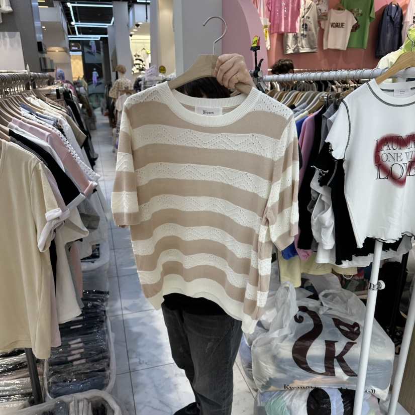 BLOOM韓國代購女士新品26春夏熱賣休閑時尚人氣針織衫條紋BLOOM-Q針織衫