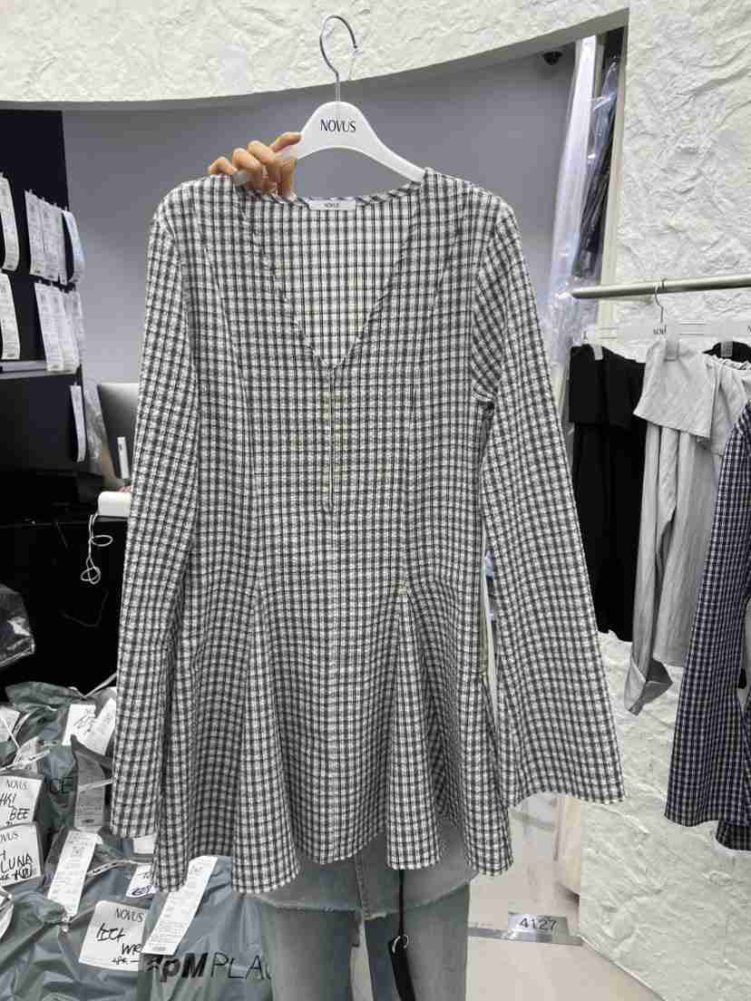 NOVUS韓國直郵女裝新款熱賣職業26春夏時尚推薦連衣裙格子NOVUS連衣裙