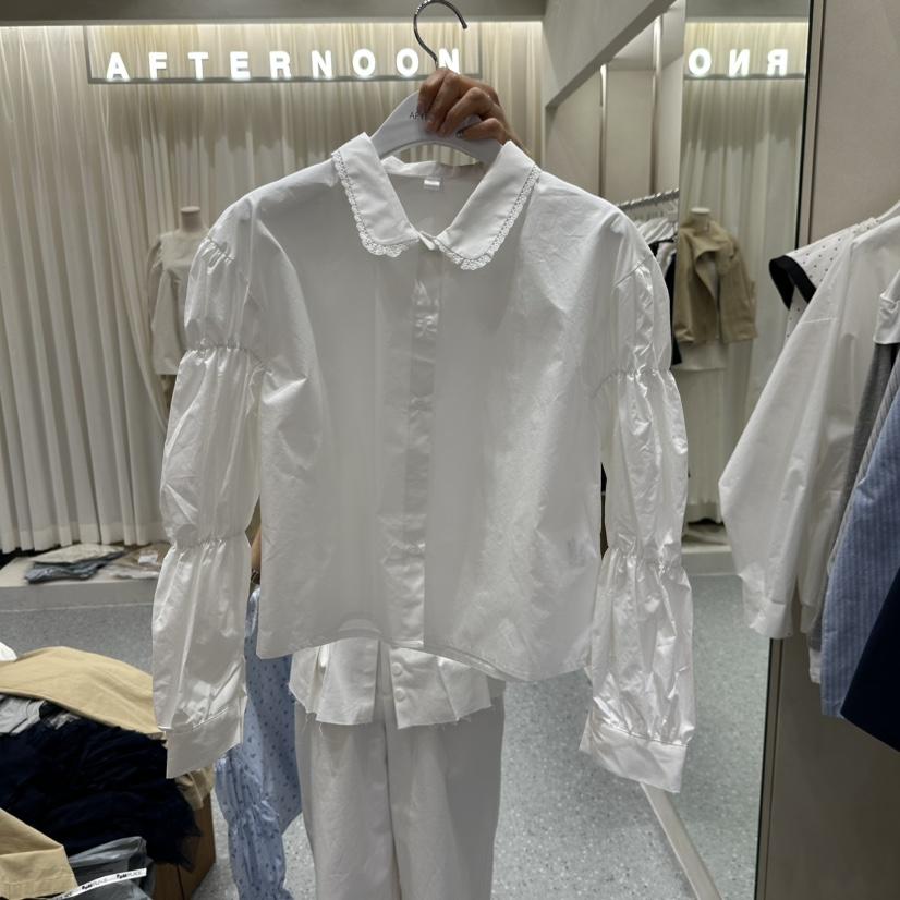 AFTERNOON韓國東大門直郵女裝新品時尚推薦休閑襯衫蕾絲衫AFTERNOON襯衫/蕾絲衫