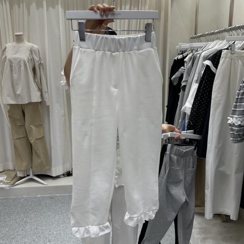 AFTERNOON韓國東大門直郵女士新款職業26春夏休閑褲荷葉邊AFTERNOON休閑褲