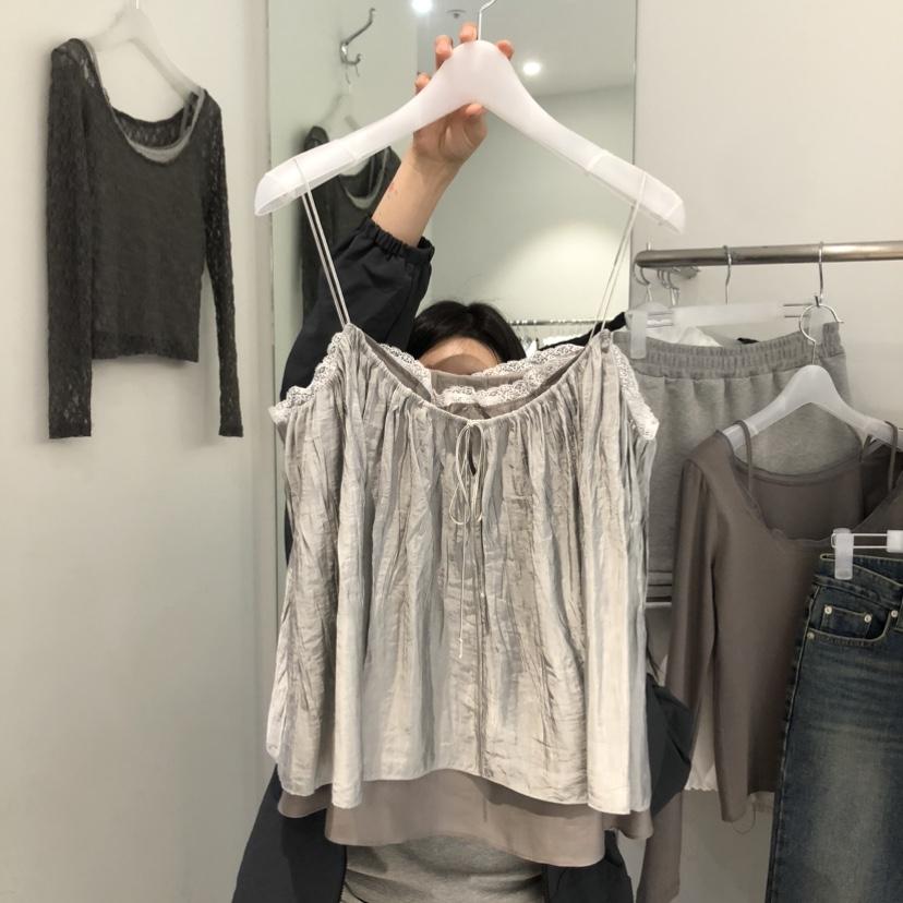 AUBE韓國代購女士新品時尚休閑職業人氣推薦吊帶背心假兩件AUBE吊帶/背心