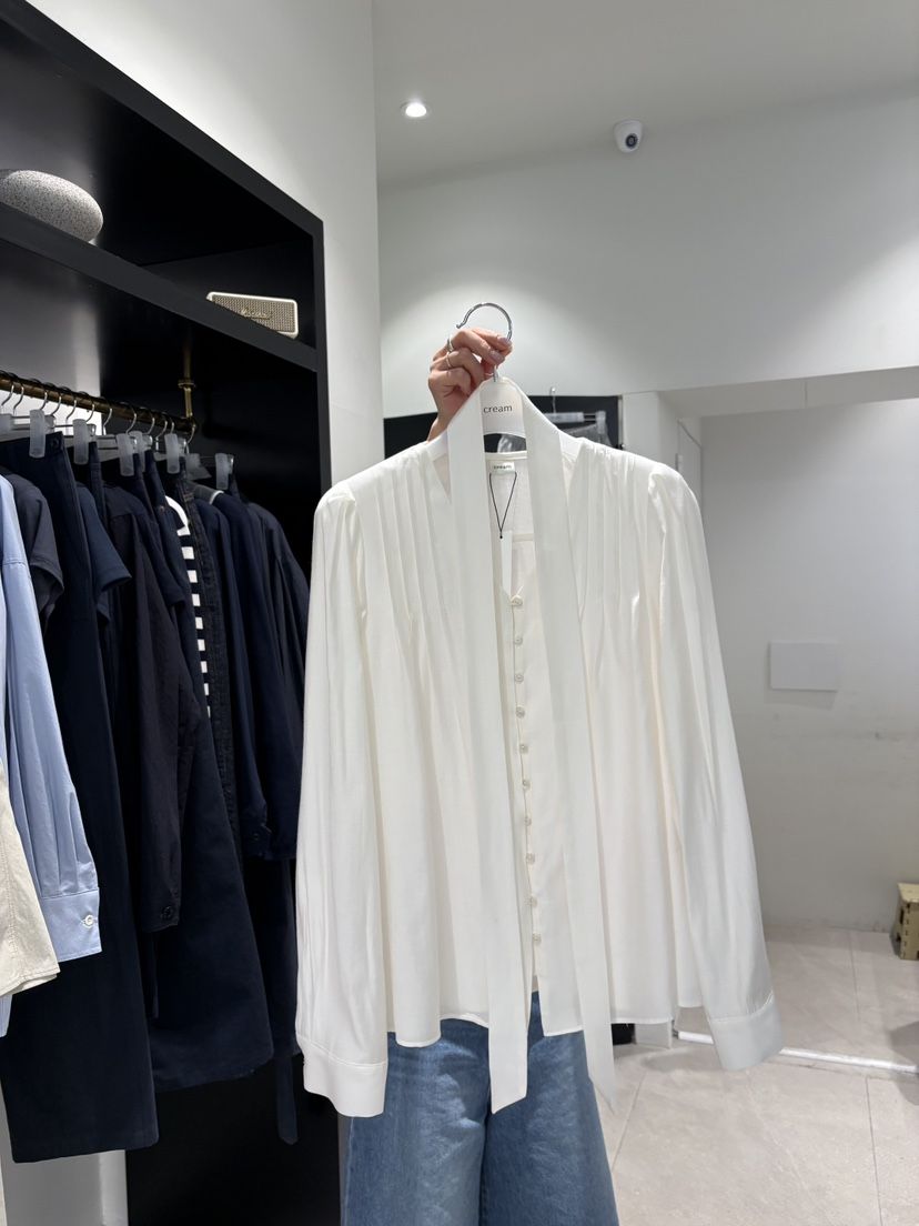 CREAM-P韓國東大門直郵女士新款人氣推薦襯衫蕾絲衫含脖帶CREAM-P襯衫/蕾絲衫