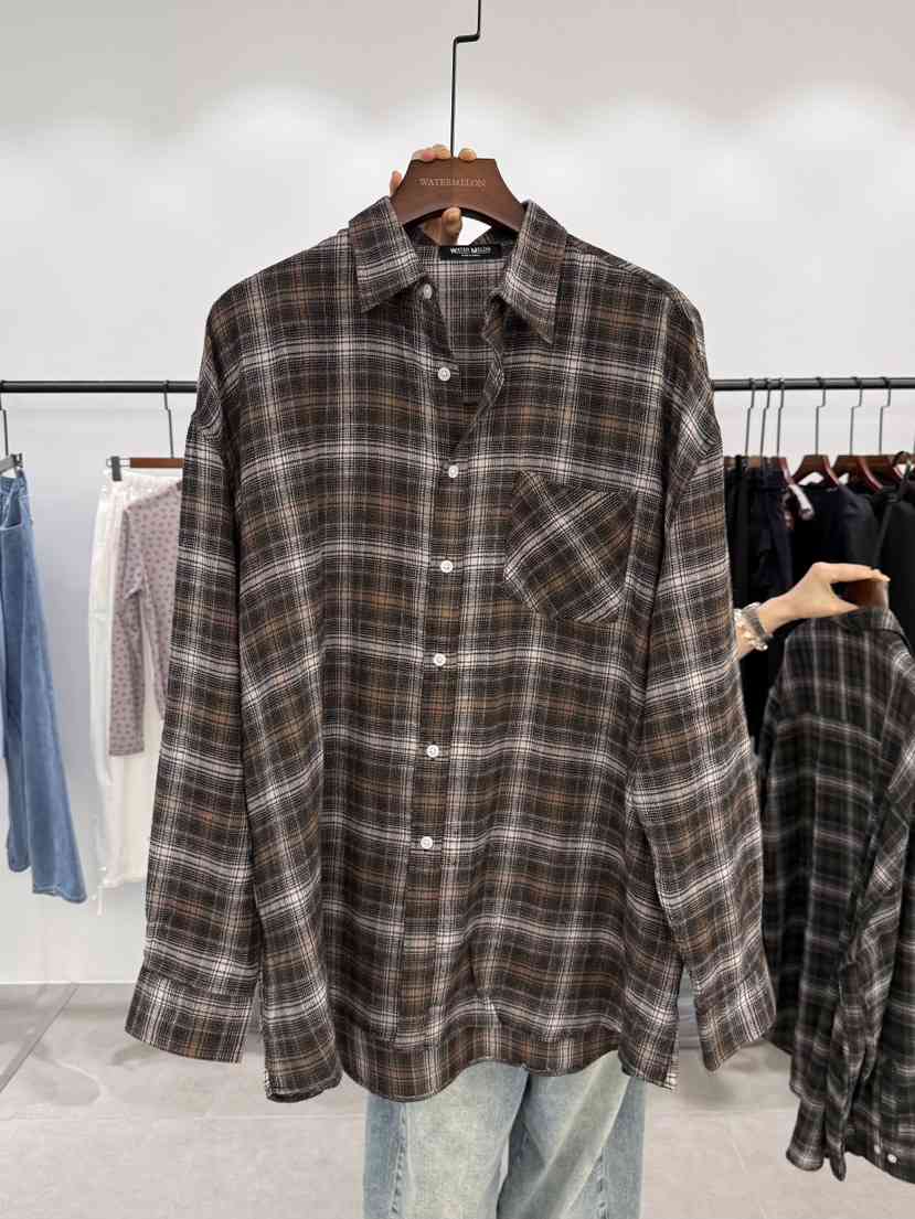 WATERMELON韓國代購女士新款熱賣時尚推薦襯衫蕾絲衫格子WATER MELON襯衫/蕾絲衫