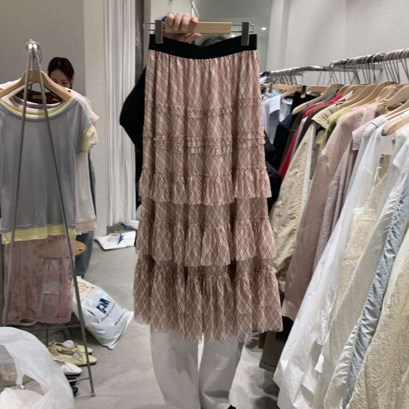 SSEMIENNE韓國直郵女裝新品職業熱賣人氣26春夏推薦長裙格子SSENIQUE長裙