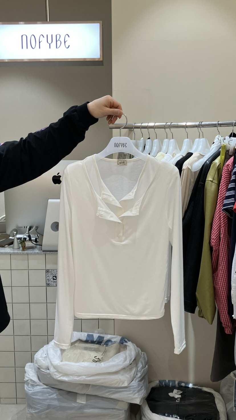 NOFYBE韓國直郵實拍女士新款職業熱賣休閑長袖T恤假兩件雙層NOFYBE長袖T恤