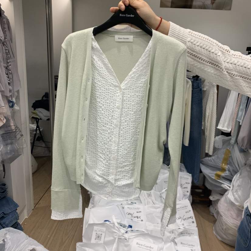BIEN GARDER韓國直郵女裝新款26春夏針織衫羊毛衫假兩件BIEN GARDER針織衫