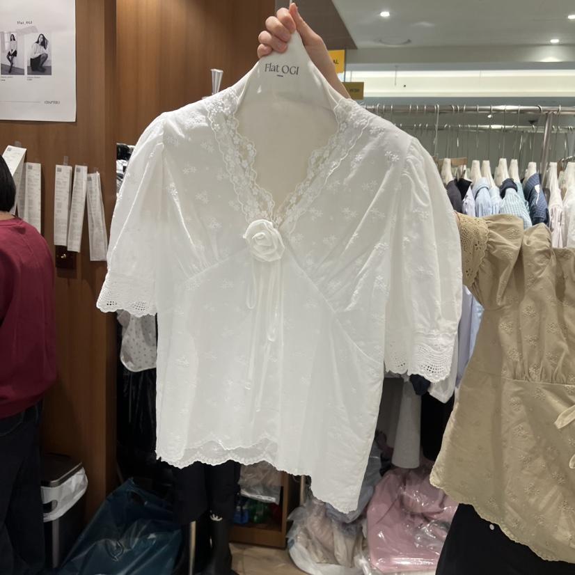 OGI韓國直郵女裝新品26春夏休閑時尚人氣熱賣職業襯衫蕾絲衫FLat OGI襯衫/蕾絲衫