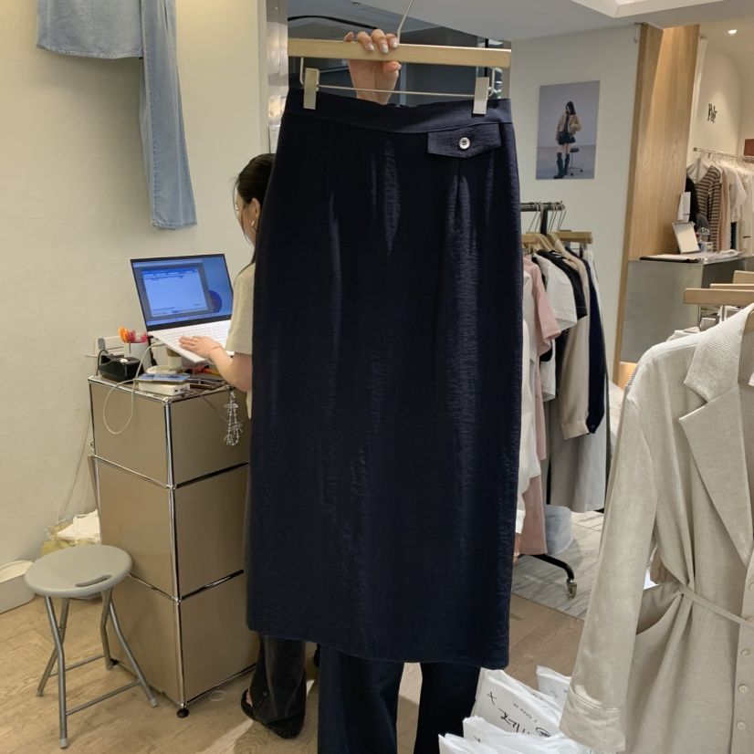 W AND J韓國直郵女士新品26春夏人氣休閑熱賣時尚長裙口袋W AND J長裙