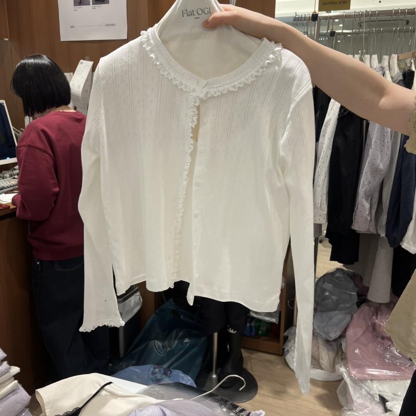 OGI韓國東大門直郵女士新品職業長袖T恤不含內搭羊毛衫鏤空FLat OGI長袖T恤