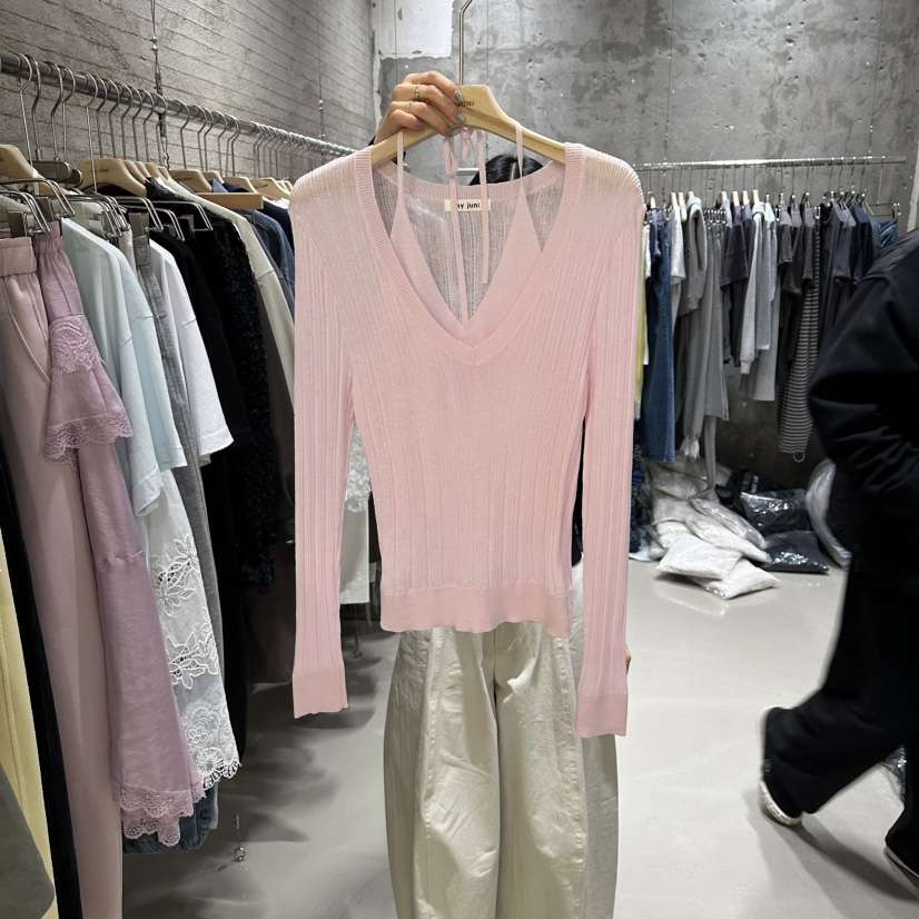 JUNI韓國東大門直郵女裝新品職業人氣熱賣推薦針織衫假兩件my juni針織衫