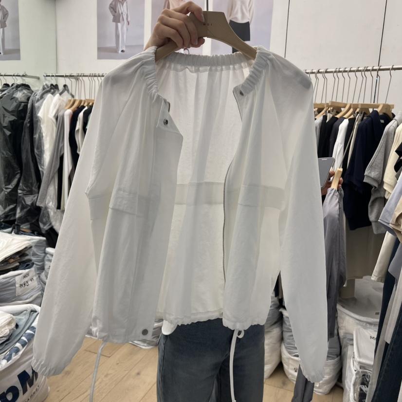 MOI-A韓國直郵實拍女裝新品時尚人氣熱賣休閑夾克褶皺圓領MOI-A夾克