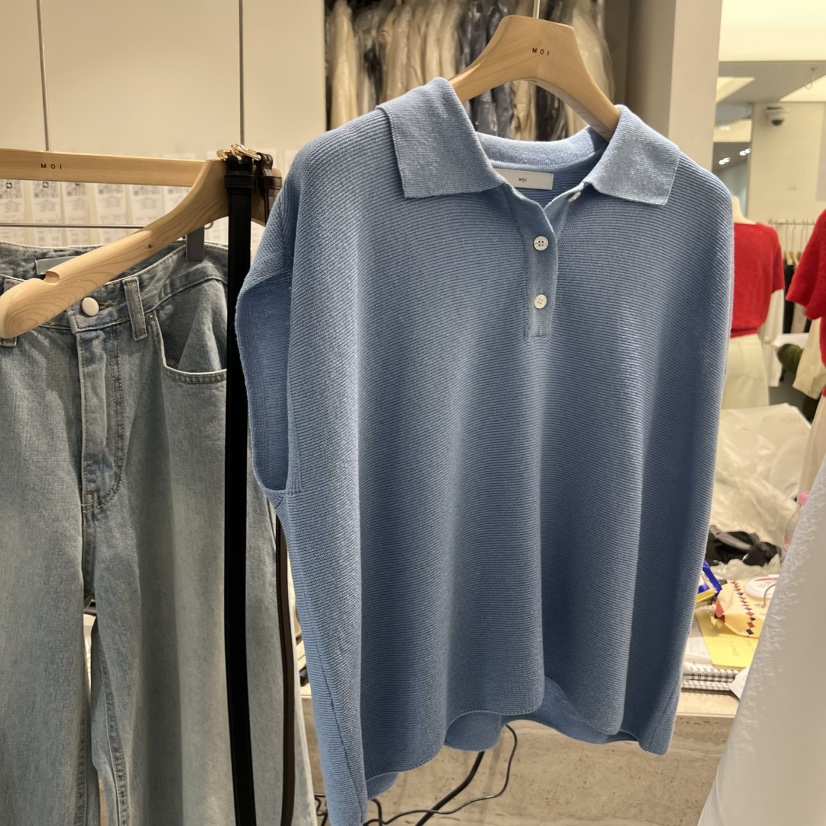 MOI-A韓國直郵女士新款推薦休閑熱賣職業26春夏針織衫雙領MOI-A針織衫